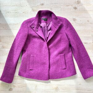 Talbots Wool Blend Hidden Snap Mandarin Collar Jacket |‎ Violet Purple Size 4